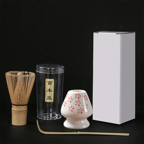 3-Piece Bamboo Matcha Set – Whisk, Spoon & Ceramic Holder for Authentic Tea Ceremonies