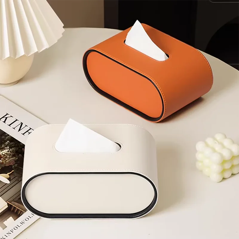 PU Leather Tissue Box with Storage Rack – Stylish Napkin Holder for Home and Office-1