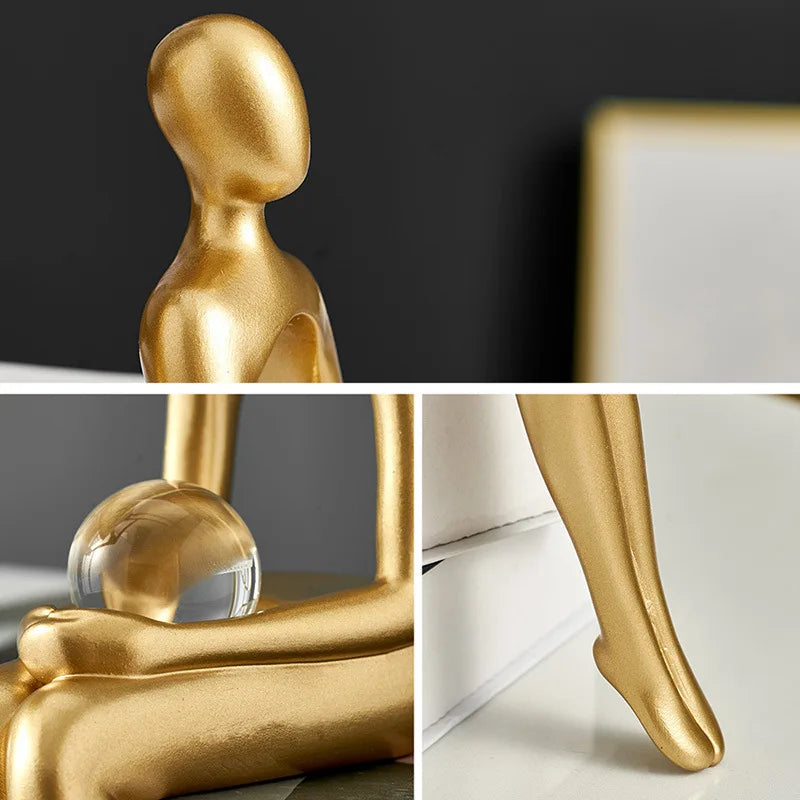 Abstract Resin Body Art Ornament with Golden Accents – Elegant Decor for Home and Office-5