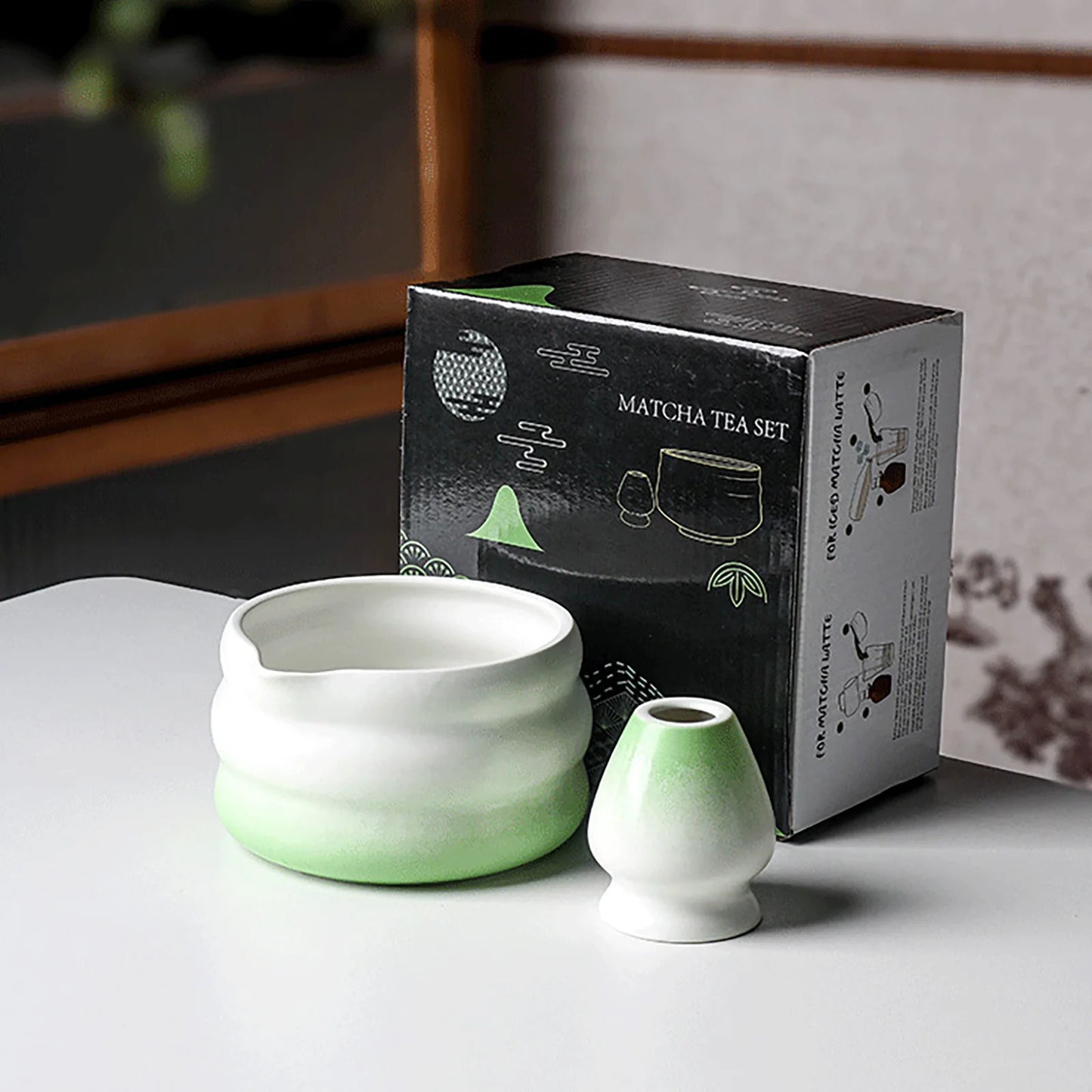Ceramic Matcha Bowl with Spout – Traditional Japanese Matcha Tea Bowl Set for Ceremonies, Includes Whisk Holder-4