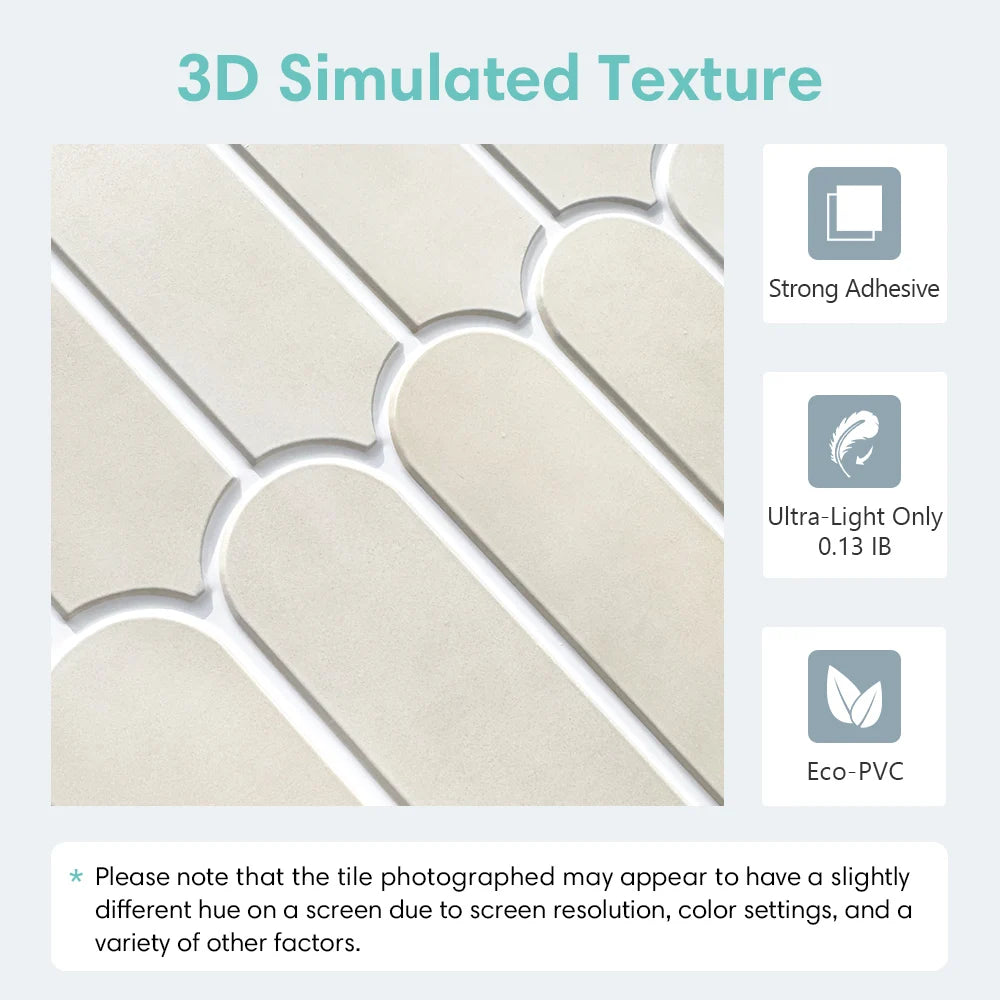 3D Decorative Peel and Stick Shower Tiles - Matte Fish Scale Vinyl Tile Stickers for Bathroom, Water and Mold Resistant, 30cm x 30cm-3
