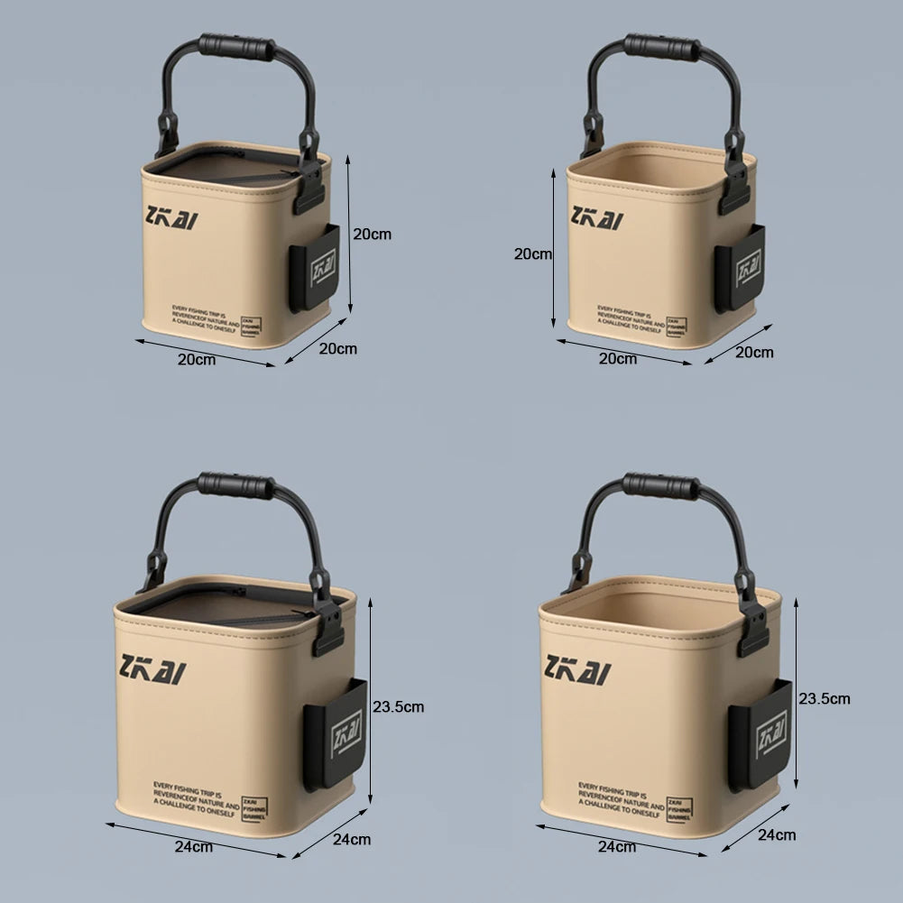 Foldable Fishing Bucket 8L/13L - Durable Minnow and Bait Bucket for Camping, Gardening, and Outdoor Use-4