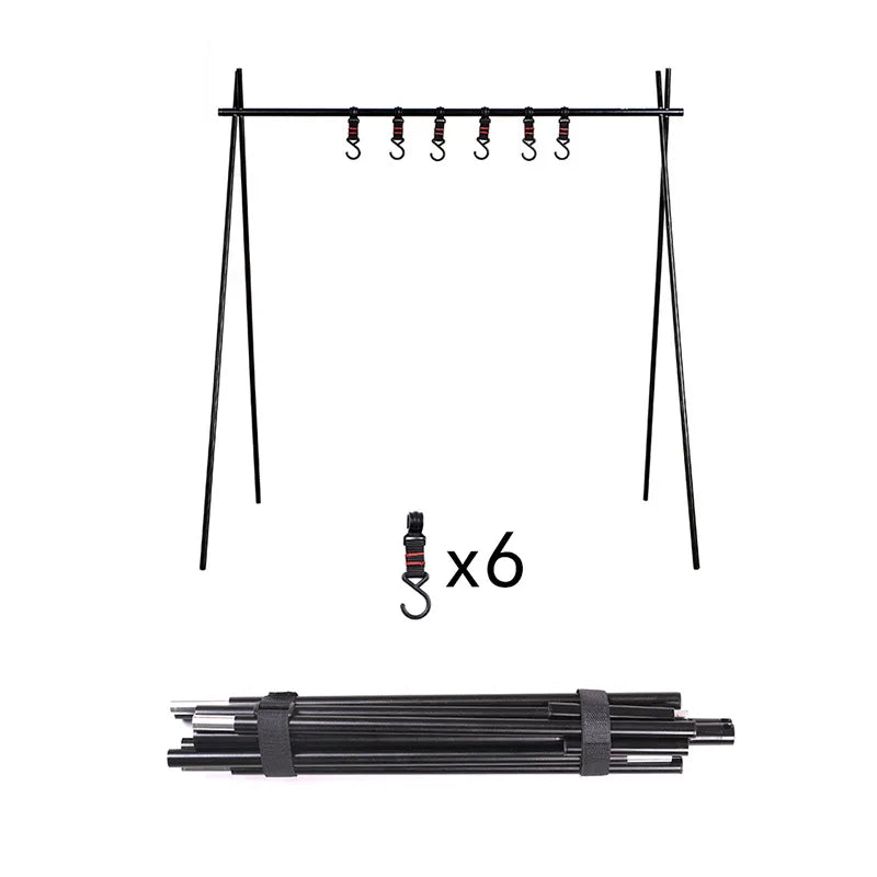 Variant image for Portable Folding Tripod Camping Rack – Lightweight Aluminum Alloy Stand with Hooks for Cookware and Gear-2
