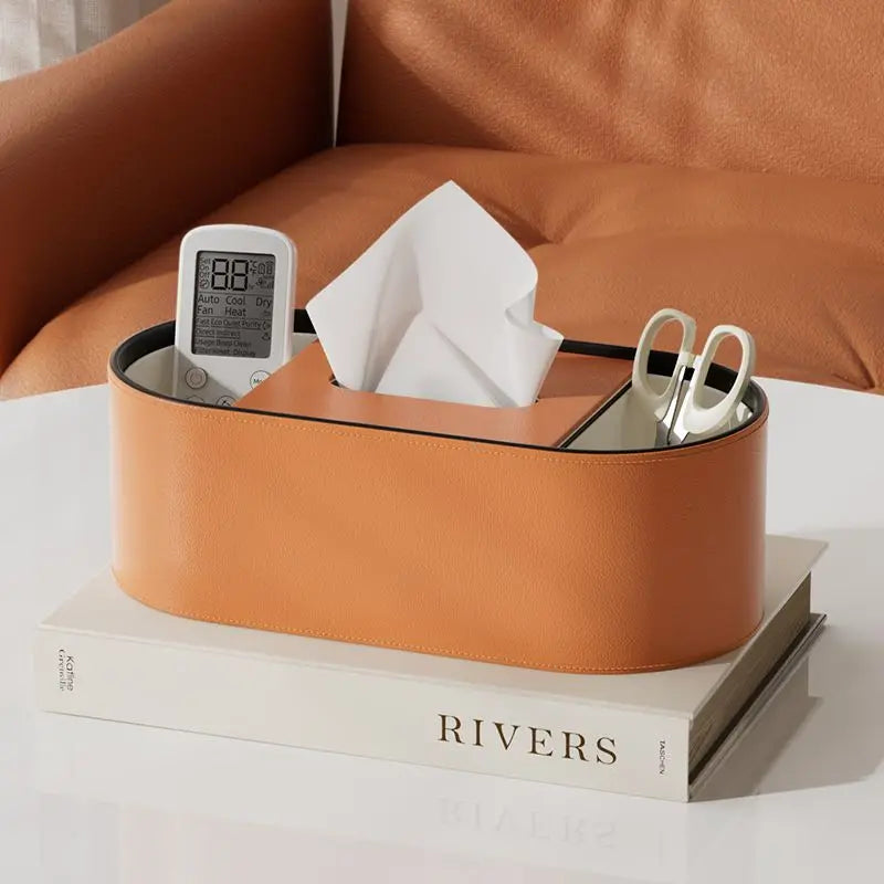 Variant image for PU Leather Tissue Box with Storage Rack – Stylish Napkin Holder for Home and Office-8