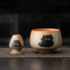 Cute Cat Matcha Gift Set with Bamboo Whisk, Ceramic Bowl, and Scoop – Matcha Tea Set for Tea Lovers