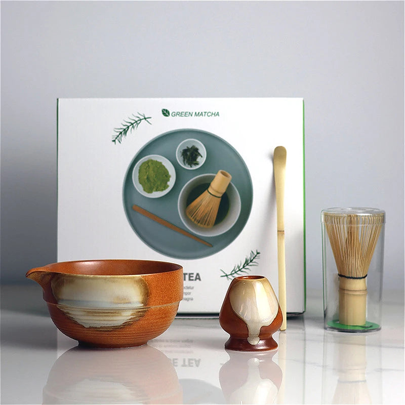 Ceramic Matcha Tea Set with Bamboo Whisk and Spout Bowl – Complete Tea Gift Set for Traditional Ceremonies-2