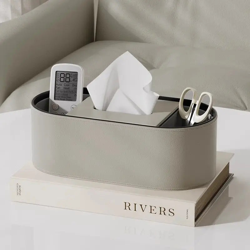 Variant image for PU Leather Tissue Box with Storage Rack – Stylish Napkin Holder for Home and Office-7