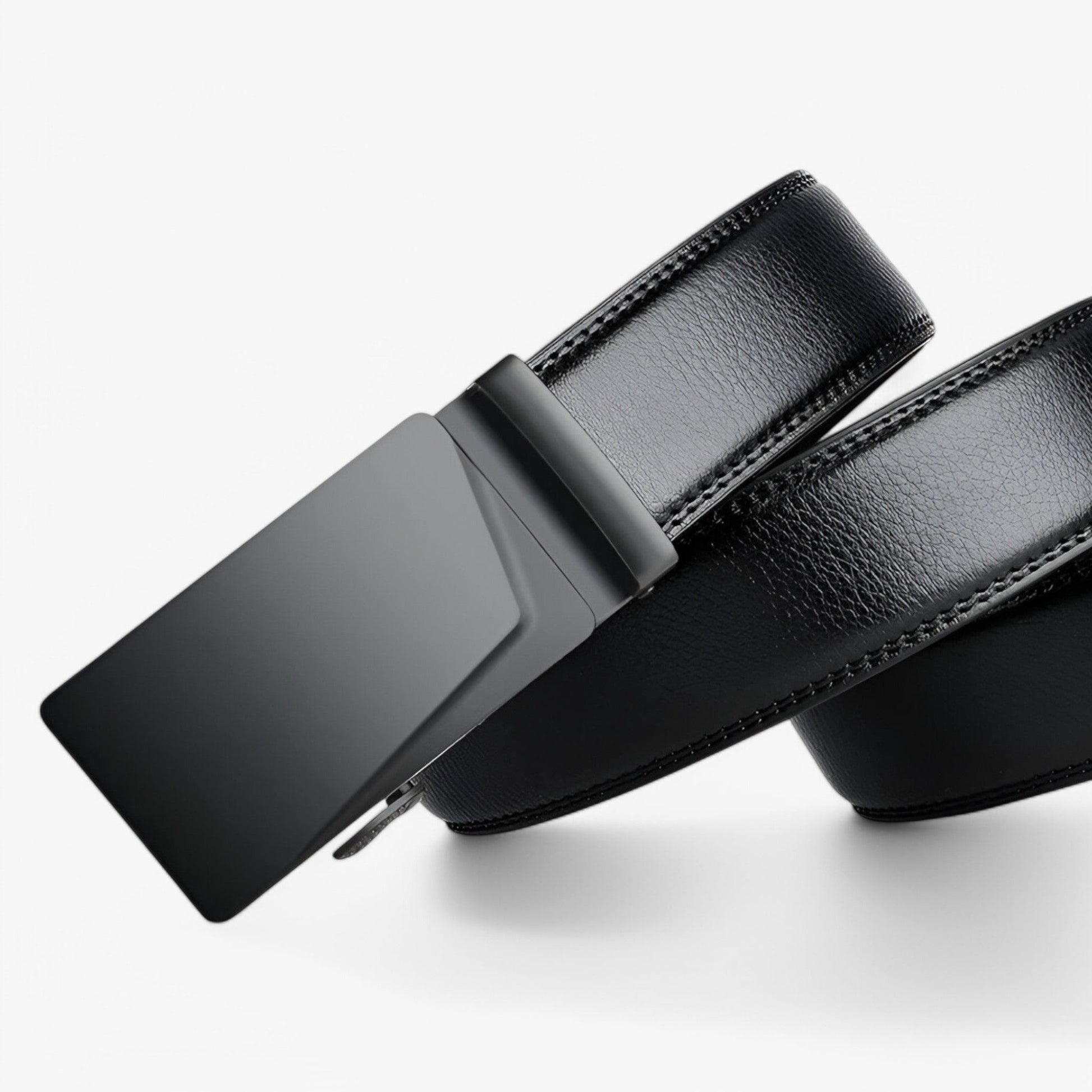 Men's Adjustable Leather Belt with Automatic Buckle – Versatile Black Belt for Casual and Formal Wear-3