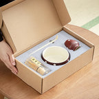 Elegant Ceramic Matcha Teaware Set with Whisk and Spoon – Dark Red with Cherry Blossom Design for Authentic Japanese Tea Experience-2