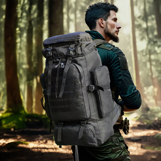 Large Tactical Travel Backpack, Expandable 80L-100L, Waterproof Hiking and Camping Bag with High-Strength Buckles and Heavy-Duty Zippers-1
