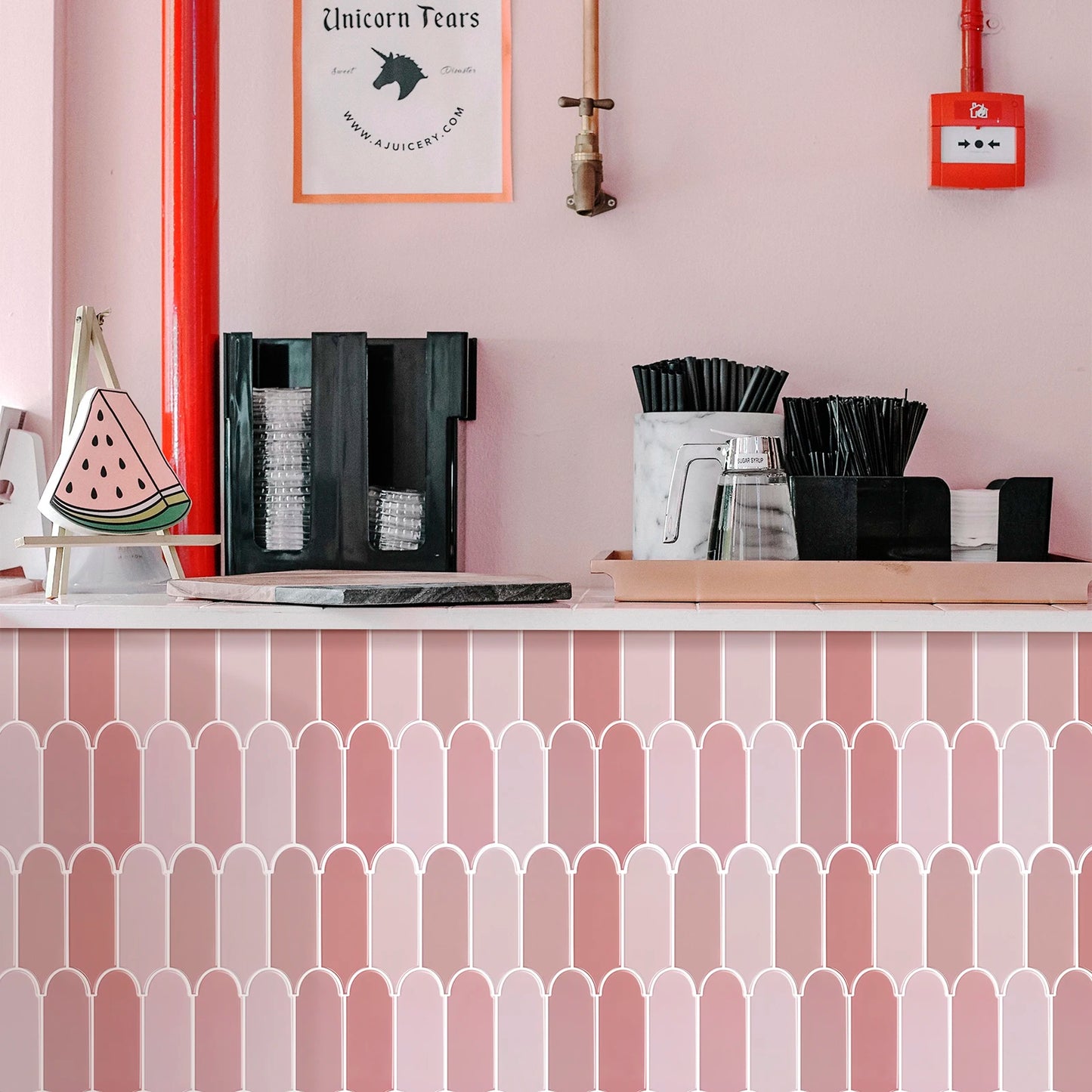 Premium Pink Peel and Stick Wallpaper Tiles - 3D Vinyl Design for Kitchen and Bathroom, Easy Installation, 10 Pack-5