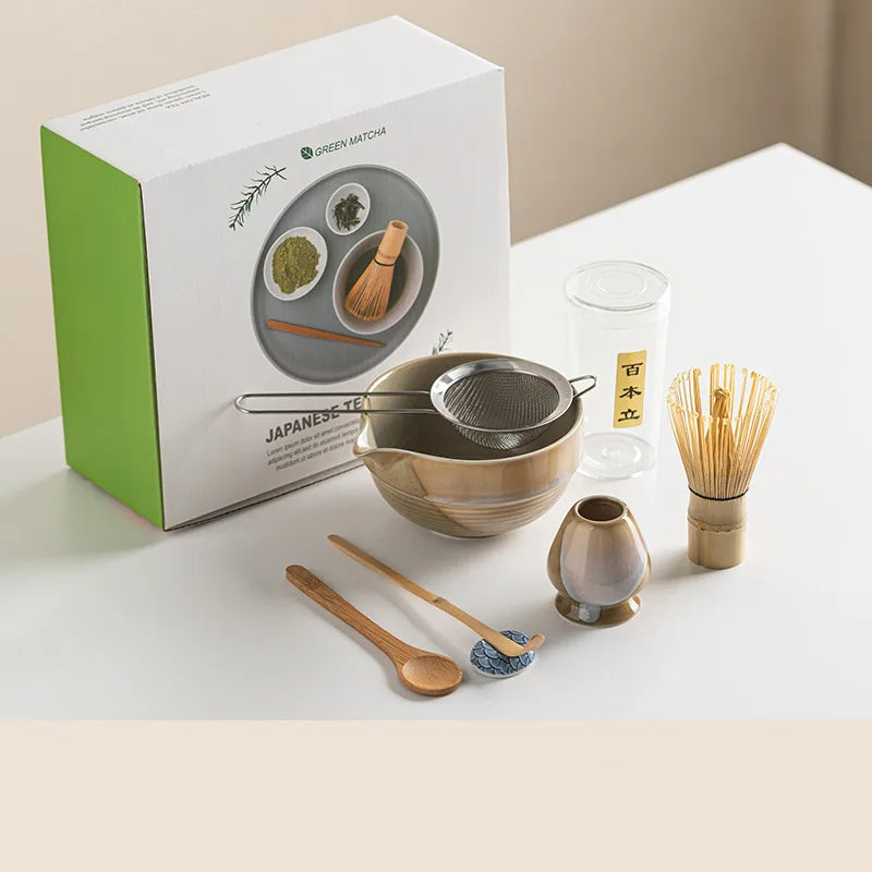 Variant image for Vintage 7-Piece Matcha Set with Ceramic Bowl, Chasen Whisk, and Bamboo Scoop for Traditional Tea Ceremony-5