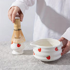 Japanese Strawberry Matcha Bowl Set with Whisk – Cute Ceramic Tea Bowl for Authentic Matcha Experience-2