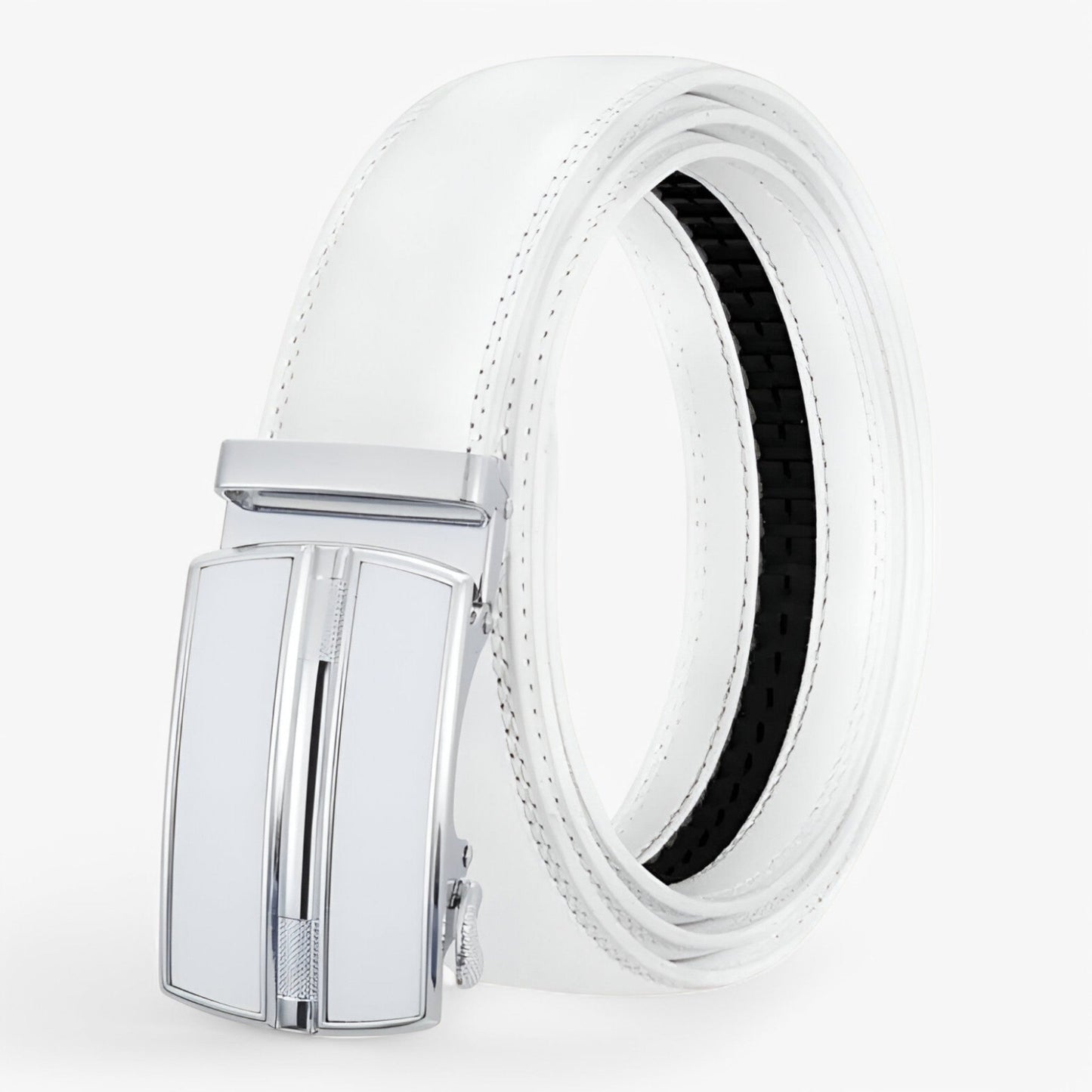 Men's Leather Belt - Elegant Black Automatic Loop Design for Business and Casual Wear-2
