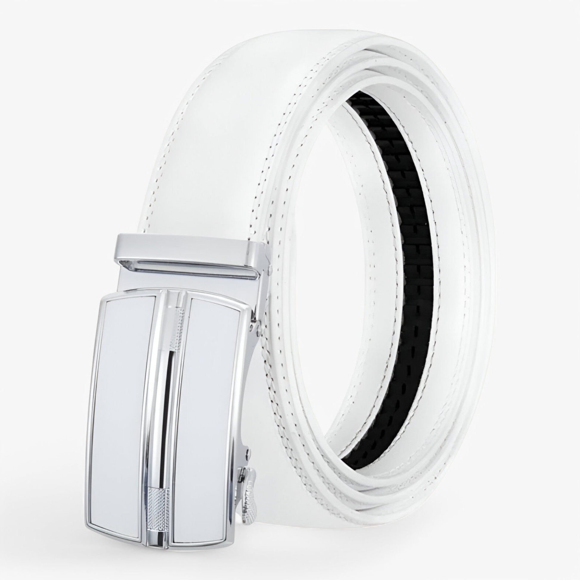 Men's Leather Belt - Elegant Black Automatic Loop Design for Business and Casual Wear-2