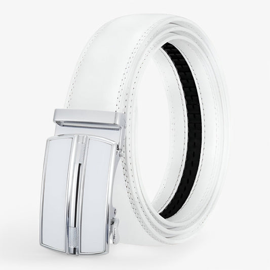 Men's Leather Belt - Elegant Black Automatic Loop Design for Business and Casual Wear-2
