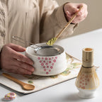 Premium 8-Piece Matcha Tea Set with Ceramic Bowl, Bamboo Whisk, Frother, and Sakura Design for Authentic Ceremonies-5