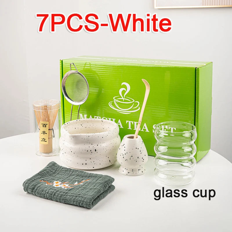 Variant image for 7-Piece Matcha Set with Bamboo Whisk, Scoop, and Ceramic Accessories - Perfect Matcha Tea Making Kit-1