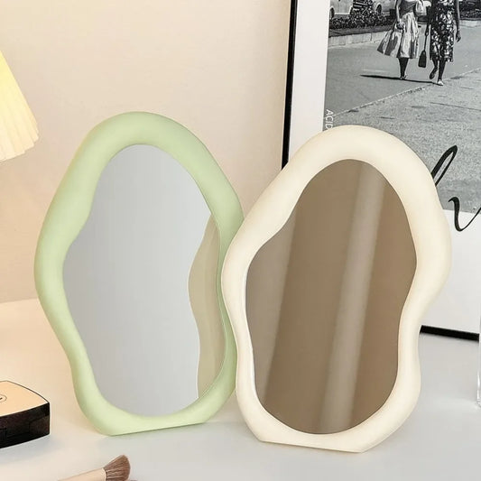 Cloud-Shaped Makeup Mirror with Velvet Base – Decorative Standing Mirror for Grooming and Photo Display, 26 x 18 cm-1