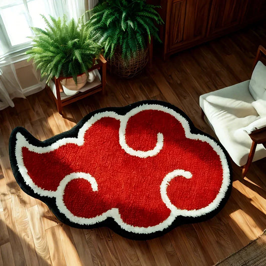 Soft Cartoon Red Cloud Carpet – Irregular Design for Kitchen, Bathroom, and Bedroom, Faux Cashmere, Anti-Slip, Hydrophobic, 60x90cm-1