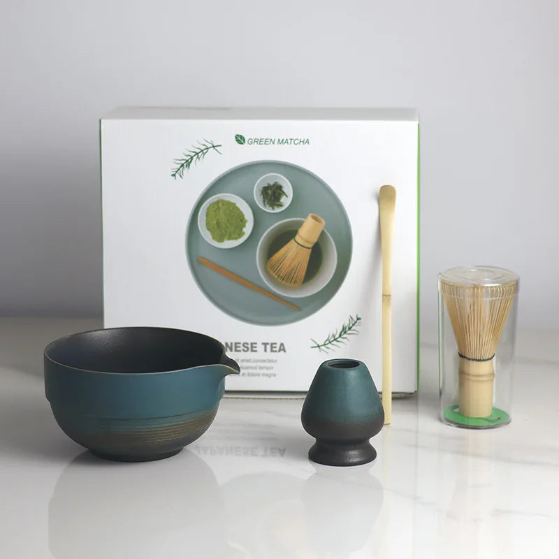 Variant image for Japanese Ombre Matcha Bowl Set with Spout, Bamboo Whisk, and Scoop - Ceramic Tea Tools for Authentic Matcha Preparation-2