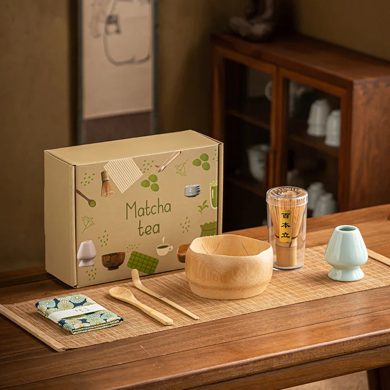 Premium 7-Piece Matcha Set with Bamboo Whisk, Ceramic Bowl, and Scoop – Traditional Tea Ceremony Accessories-1