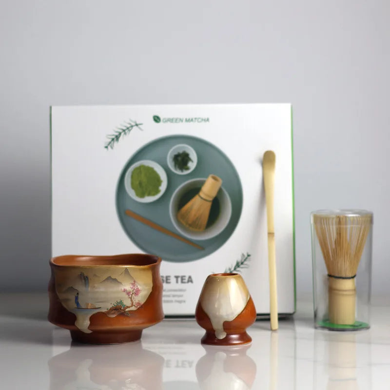 Variant image for Ceramic Matcha Tea Set with Bamboo Whisk and Spout Bowl – Complete Tea Gift Set for Traditional Ceremonies-3