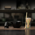 Pink Pumpkin Petal Matcha Tea Set – 4-Piece Tea Set with Bamboo Whisk, Teaspoon, and Bowls for Perfect Indoor Brewing