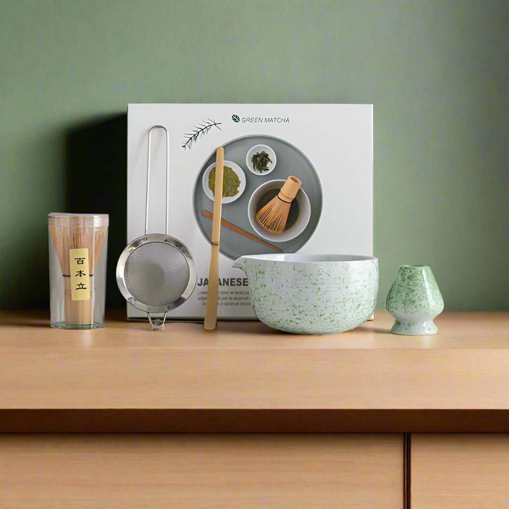 Variant image for Japanese Ceramic Matcha Bowl Set with Whisk – Traditional Song Dynasty Tea Ceremony Tools-1