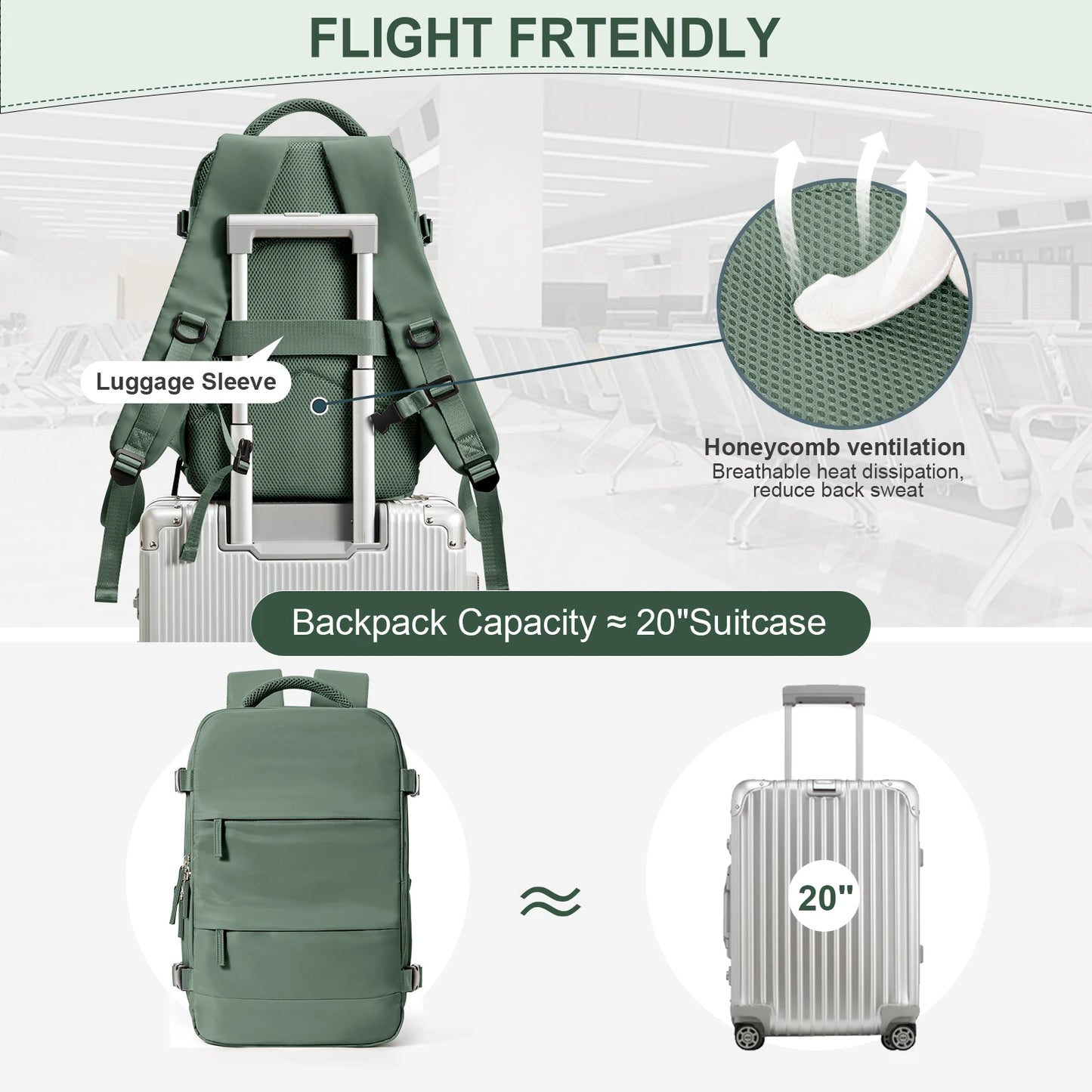 Best Carry On Backpack for Travel – Lightweight Cabin Luggage Backpack with Multiple Compartments and Comfortable Straps-5