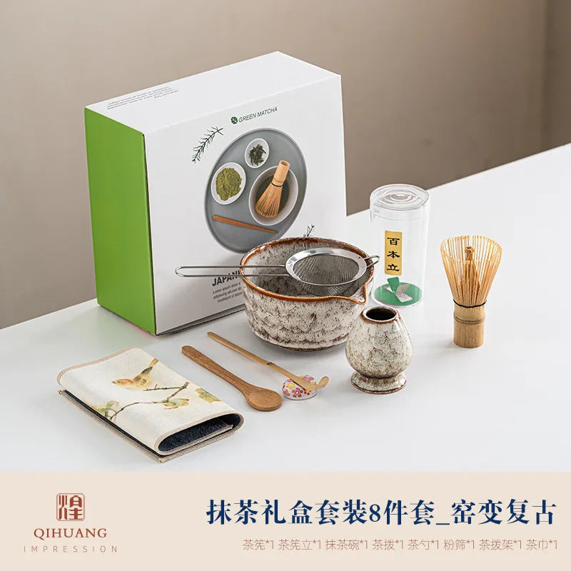 Variant image for 8-Piece Matcha Set with Bamboo Whisk and Glazed Ceramic Bowl for Authentic Japanese Tea Experience-3