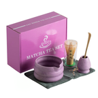 Traditional Japanese Matcha Whisk Set – Ceramic Bowl with Spout, Bamboo Whisk, Whisk Holder & Scoop