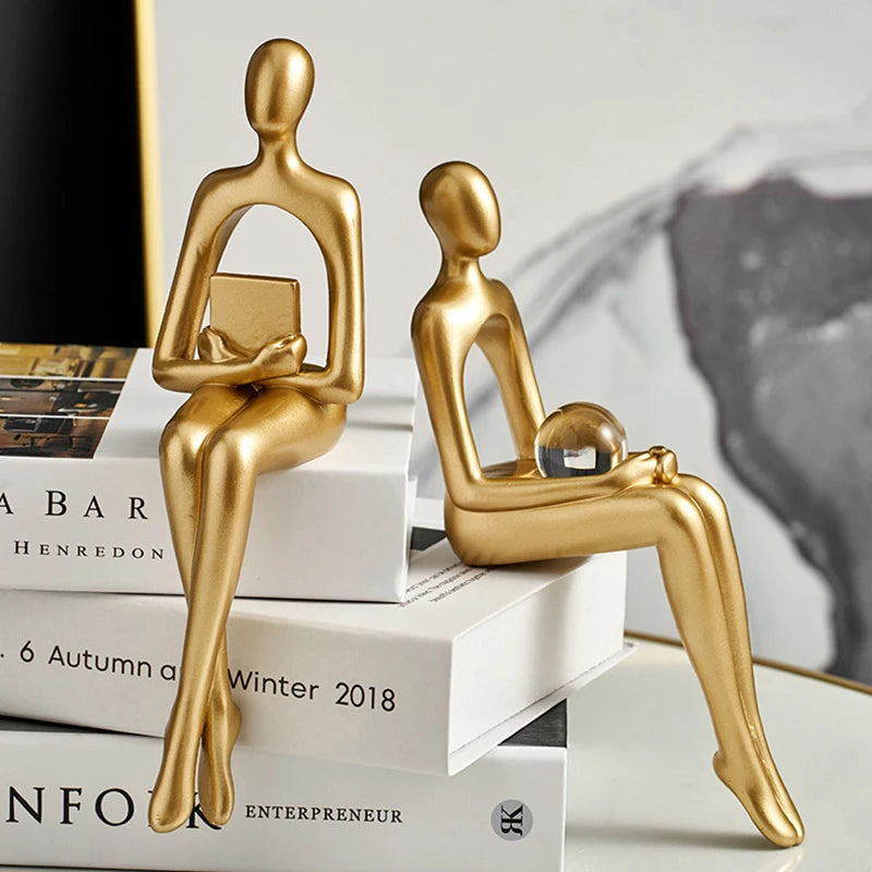 Abstract Resin Body Art Ornament with Golden Accents – Elegant Decor for Home and Office-4