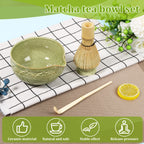 Elegant 5-Piece Matcha Set with Ceramic Bowl, Bamboo Whisk, Holder, and Scoop – Perfect Matcha Making Kit for Tea Lovers-2