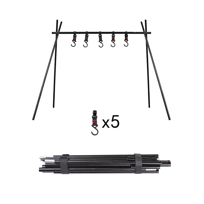 Variant image for Portable Folding Tripod Camping Rack – Lightweight Aluminum Alloy Stand with Hooks for Cookware and Gear-1