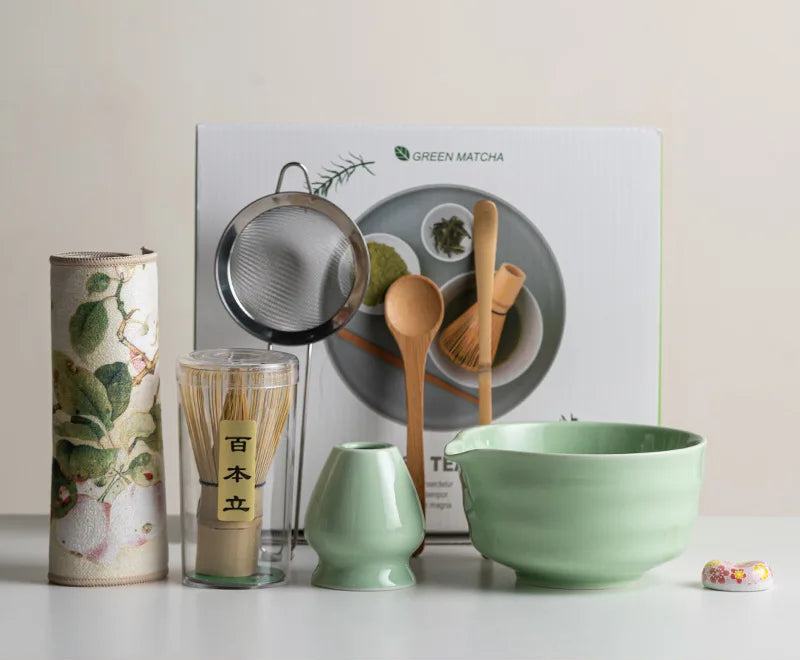 Variant image for Premium 8-Piece Matcha Tea Set with Ceramic Bowl, Bamboo Whisk, Frother, and Sakura Design for Authentic Ceremonies-6