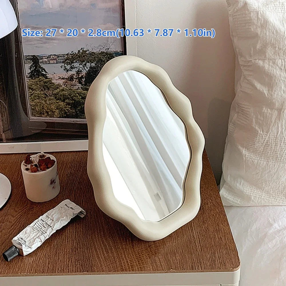 Cloud-Shaped Makeup Mirror with Velvet Base – Decorative Standing Mirror for Grooming and Photo Display, 26 x 18 cm-4
