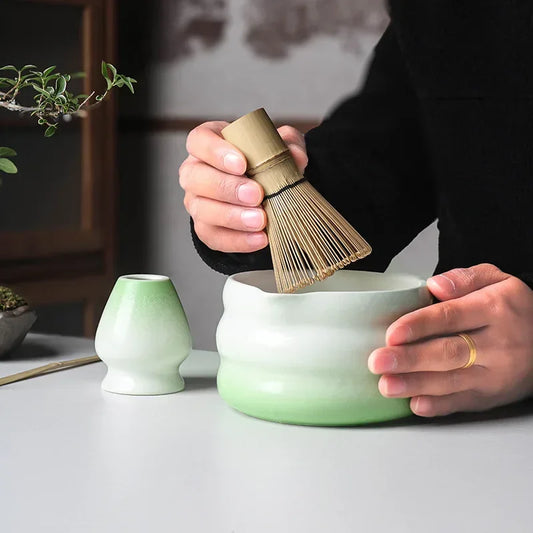 Ceramic Matcha Bowl with Spout – Traditional Japanese Matcha Tea Bowl Set for Ceremonies, Includes Whisk Holder-2