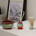 2025 Glaze Gradient Matcha Tea Set – 4-Piece Ceramic Bowl with Bamboo Whisk and Scoop-1