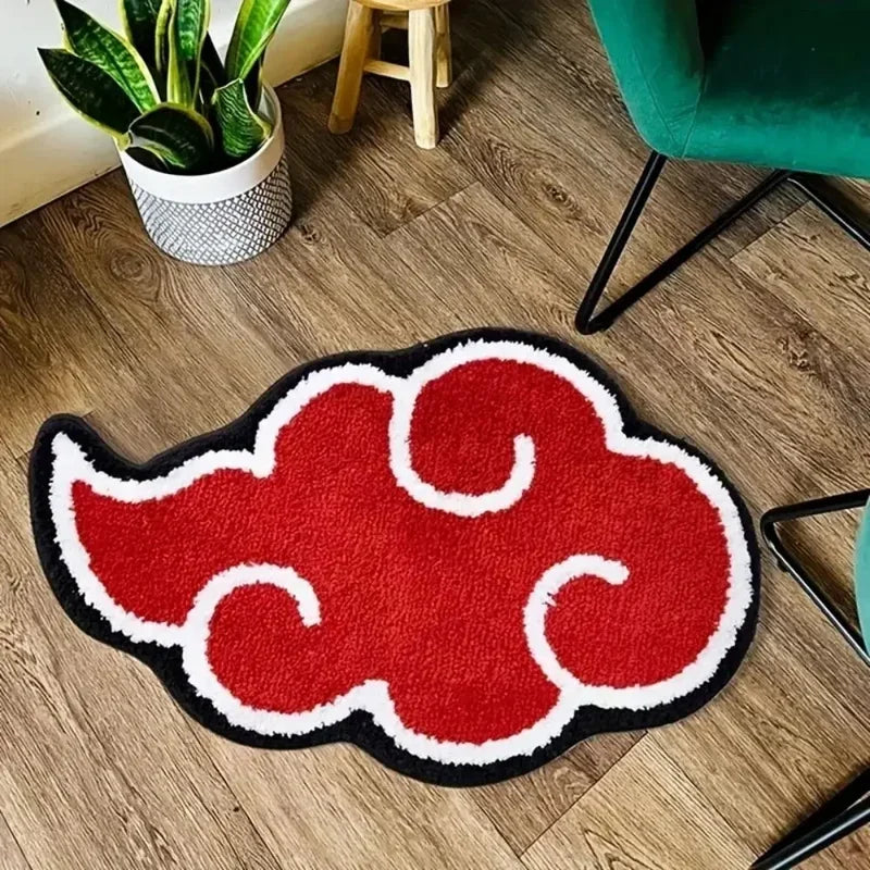 Soft Cartoon Red Cloud Carpet – Irregular Design for Kitchen, Bathroom, and Bedroom, Faux Cashmere, Anti-Slip, Hydrophobic, 60x90cm-4