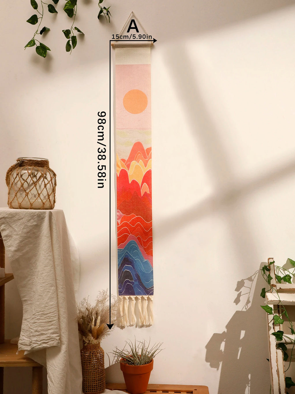 Variant image for Handmade Macrame Wall Tapestry – Boho Sunset and Sunrise Wall Art Decor for Living Room-2