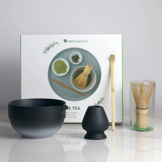 Japanese Ombre Matcha Bowl Set with Spout, Bamboo Whisk, and Scoop - Ceramic Tea Tools for Authentic Matcha Preparation-2