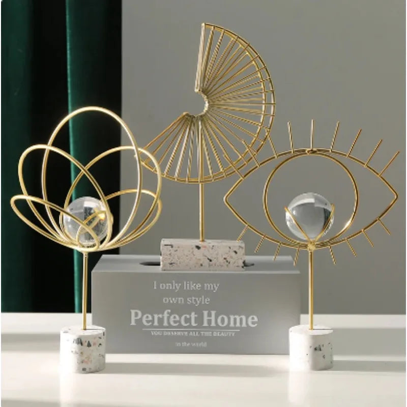 Nordic Metal Abstract Wall Art Ornament for Home Decor – Creative Desktop Accessory for Living Room and Office-2