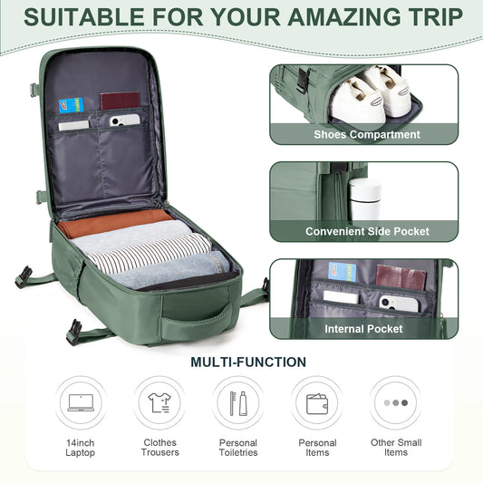 Best Carry On Backpack for Travel – Lightweight Cabin Luggage Backpack with Multiple Compartments and Comfortable Straps-2