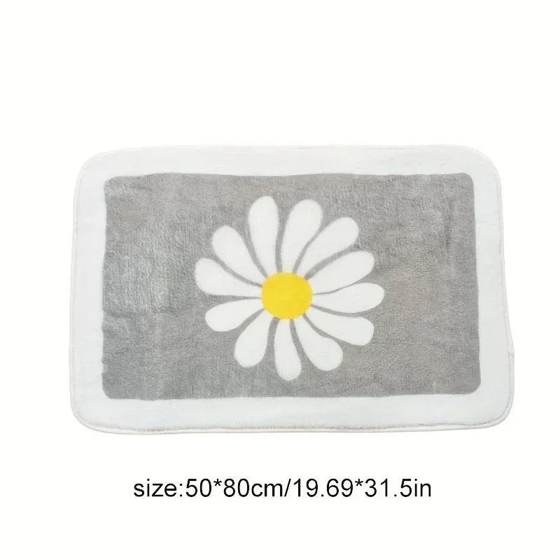 Soft Thick Daisy Flowers Bath Mat Set – Non-Slip Bathroom Rugs for Comfort and Safety-5