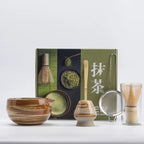 Rustic Hand Glazed 5-Piece Ceramic Matcha Set with Bamboo Whisk and Tea Tools-5