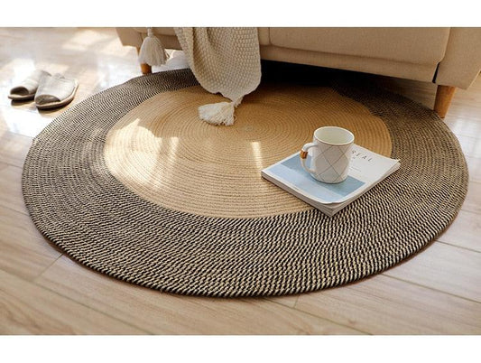 Handwoven Jute & Rattan Rug with Tassels