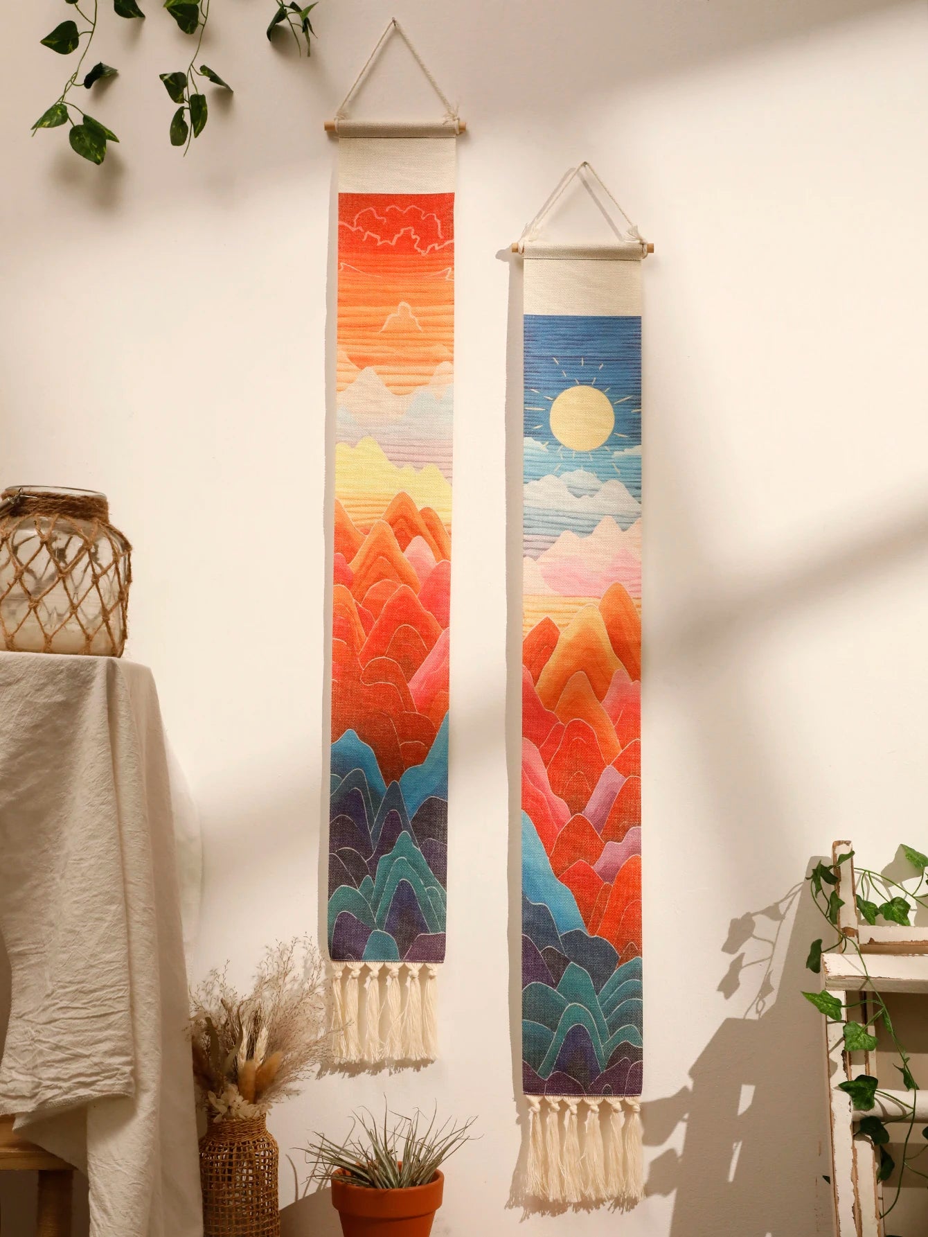 Variant image for Handmade Macrame Wall Tapestry – Boho Sunset and Sunrise Wall Art Decor for Living Room-9