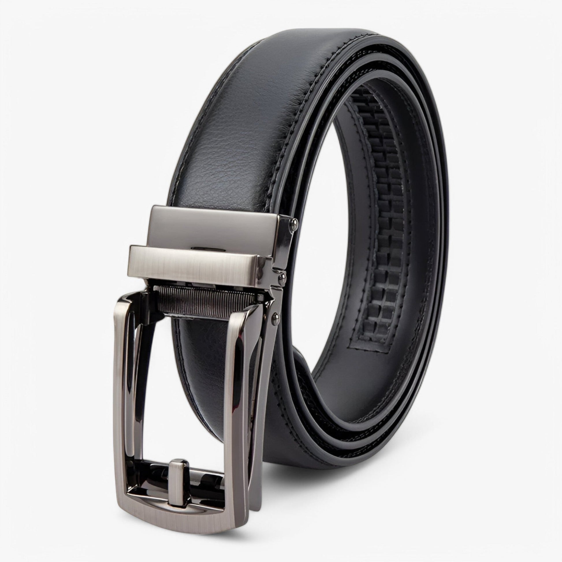 Double Layer PU Leather Belt for Men with Alloy Buckle – Versatile Black Formal and Casual Wear Accessory-1