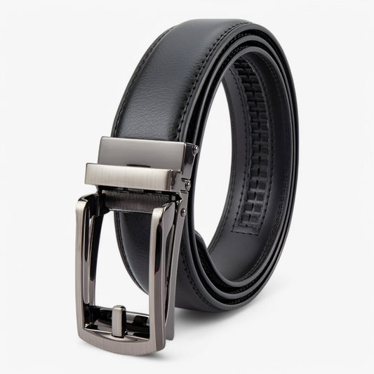 Double Layer PU Leather Belt for Men with Alloy Buckle – Versatile Black Formal and Casual Wear Accessory-1